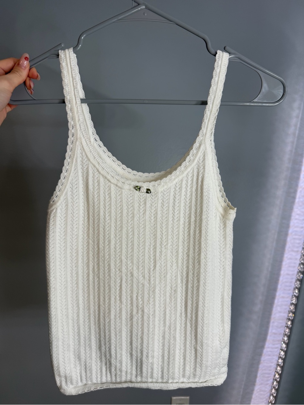 Aritzia Knit Flower bow detail tank top size small